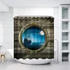 Shower Curtains Ancient Sailboat Sailing In Ocean By Ho Me Lili Curtain Sea Moon Porthole Window View Bath Cloth Fabric Bathroom Decor