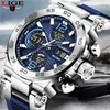 Wristwatches LIGE Watches For Men 50M Waterproof Clock Alarm Reloj Hombre LCD Dual Display Wristwatch Quartz Military Sports Mens Watch