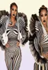 Mode zebra mönster jumpsuit kvinnor sångare sexig scen outfit bar ds dance cosplay bodysuit performance show costume 2203229592673