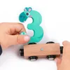 Toptan çizgi film ahşap hayvan tren çocukları numara bilişsel oyuncak yüksek kaliteli manyetik dijital tren