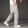 Klassieke man Casual Cargo Pants ritszakken grote en lange sport buitenoutfits kaki grijze heren broek 240329