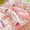 INS Pink Rabbit Bedding Set Twin Full Queen King Size Bed Linen Polyester Pillowcase Kawaii Girls Adult Floral Bed Sheets Set