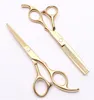 55quot 16cm Japão 440C Golden Scissors Laser Laser Logotipo personalizado Profissional Humano Human Scissors Barberquots Shears Salon S6552088