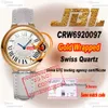 CRW6920097 Swiss Quartz Womens Watch JBLF 33mm inslaget 18K Rose Gold Case Silver Black Roman Gray Croc Rand Super Edition Ladies Watches Lady Puretime Ptcar