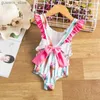 Endelar En bit baddräkt Baby Girl Flower Bikini Beach Holiday Swimsuit Childrens Swimsuit 1 2 3 4 5 Year Swimsuit Y240412