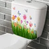 M21 plantes fleurs papillons autocollants de toilette de salle de bain couvercle de toilette autocollant réfrigérateur mural autocollants wc pour décoration domestique