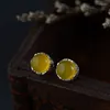 Kolczyki Dangle Authentic S925 Silne srebrne proste i stylowe świeże naturalne chalcedony