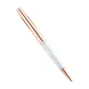 Pens 100Pcs/Lot Rose Gold Bling Diamond Black Ink Crystal Ballpoint Pen Ring Wedding Office Metal RollerBall Gift Custom Logo