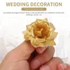 Decoratieve bloemen 50 pc's zijde rozen kunstmatige bruiloftsclips decoratie bloemkop (gouden)