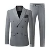 Costumes pour hommes Blazers 2023 Fashion New Mens Mens Casual Boutique Double Breasted Color Business Business Suit 3 PCS BLAZERS Ves à veste Mabinement pantalon