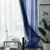 Rideaux transparents salon de poche de poche de poche pantalons rideaux chambre à coucher semi-transparent rideaux bleu foncé (55''wx84''l, 2 panneaux)