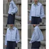 Womens Blouses Shirts Fashion Long-Sleeved Solid Color Short Commuter Spring Summer All-Match Simple Button Blouse Streetwear Tops Dro Dhxrc