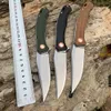 Tunafire GT958 black/green/brown High end linen fiber handle D2 Steel camping outdoor fishing knife with ball bearing