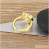 Anneaux de mariage Nidin Round Romantic Heart Ring White Zircon Open Ajustement Simple Design premium Bijoux Finger Fine Party Gift Wholesale Dhibu