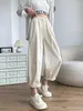 Women's Pants Pure Cotton Cargo 2024 Autumn Elastic Waist Wide Leg Trousers Baggy Capri Harem For Women Straight Slacks