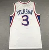 남자 아이들 청소년 3 Allen Iverson 레트로 농구 유니폼 메쉬 조지 타운 호이즈 대학 대학 저지 빈티지 대학 성인 어린이