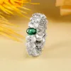 Cluster anneaux Venregem 4 6 mm Ovale Cut Emerald High Carbone Diamond Gems 925 Sterling Silver Cocktail Party Party Party For Women Jewelry Wedding