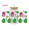 UV DTF Cat, Dog, Octopus, Frog Transfer Happy Juice Printed Stick para os óculos Libbey de 16 onças envolve garrafas Copa D1288