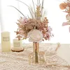 Gedroogde bloemen kunstmatige bloemen pioen boeket pampas champagne big nep rozen huistafel kamer schaar bruiloft decoraties middelpunt