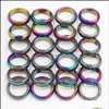 Anneaux de bande Bijoux 6 mm rétro Rétro Hématite Colorf Anneau Largeur Cambered Surface Rainbow Couleur de Noël Présent Dhtwk7966425