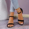 Dress Shoes Summer European And American Thick Heel Sandals Women's Slim Pink With Buckle Fashion Comfort Casual Large Size 42