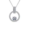 Sier S925 sterling sterling One Mosan Diamond Necklace Ring Ring Pendant Female Laidaid قليلاً مع سلسلة الترقوة الحجرية Mosan Diamond Mosan