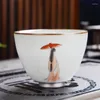 Tasses Saucers en céramique haut de gamme peint à la main pour dames tasse de thé en porcelaine blanche à la main