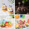 Fourks 50pcs étoiles Bamboo Bamboo Bamboo Gold Silver Buffet Fruit Picks Cocktail Sticks Christmas Decoration Birthday Wedding