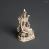 Halsband örhängen set mässing green tara buddha staty på bordsskivan tibetansk religiös dyrkan