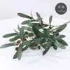 Dekorativa blommor Konstgjorda gröna växter Bonsai Olive Branch med frukt Falskt blombladblad