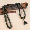 Dekorativa figurer Naturliga Hetian Jade Man Multi Turn Armband Barrel Bead Bangle Retro 108 Buddha Beads Halsband smycken Tillbehör