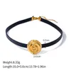 Collana designer per donne Lumo retrò di lusso 18K Gold in acciaio inossidabile Modello a spirale Circle in pelle personalizzata Crapa corta Collana all'ingrosso