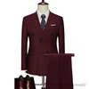 Herrenanzüge Blazer 2023 Mode Neue Herrengeschäft Doppelbrust Solid Color Anzug Mantel / männliche Slim Hochzeit 2 Stück Blazer Jacke Hosen Hosen