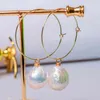 Orecchini penzolanti perle fatte a mano naturali grandi bianchi barocchi oro perlato oro 18k arte clip-on gocce bambini argento bohémien