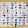 Pierścień Solitaire 50pcs/pudełko luksusowy mosiądz dla kobiet Anillos Mujer mody biżuteria geometryczna kwadratowa okrągłe pierścienie Zestaw 230612 DROP DHC7Y