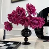 Vase Vintage Black Vase Elegant Glass Craftsmanship Living Room Studyティーフラワーショップの装飾