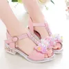 Dziewczęta płaskie sandały dla dzieci wiosna lato mała księżniczka sukienka bowek moda nastoletnie buty 240410