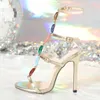 Liyke Bohemian Style Color Color Gem Strap Designer High Heels Gladiator Sandales Femme Summer Open Toe Mariage Banquet de banquet 240402