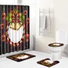 Duschvorhänge 4pcs/ Set Waschraum Badezimmer Vorhang Toilettensitz Abdeckung Wasserabsorptionstürmatten Haus Teppiche Nicht-Schlupfmatte 3D-Druck