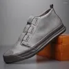 Scarpe casual in pelle maschile alta top non slip autunno elastico inverno elastico sport mocassini da uomini caldi