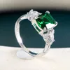 Cluster anneaux joishome luxe émeraude vert gemone sonnerie de pierres précieuses pour femmes argent 925 bijoux charme engagement de mariage fine tendance