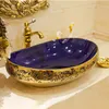 أحواض الحمام الفاخرة الفاخرة المرحاض البيضاوي الأوروبي المرحاض فوق مغسلة الحوض للمطبخ للمطبخ حوض غسل الحمام الذهبي z