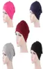 Beanieskull Caps Women Turban Hat India Muslim Ruffle Chemo Ladies Beanie Scarf Head Wrap Elastic Stretchy Cap Solid Color15591060