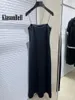 Vestidos casuais 3.1 Klasonbell Simple Sexy Spaghetti Strap Slashck Retent Temperment Black A-Line Maxi Dress for Women Roupos