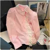 Kobiety Bluzki Koszule koronki Patchwork Res Słodka wiosna jesienna Koreańska Koreańska Ashon Los Long Rleeve Blusas Mujer Drop Relida