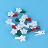 Frames 30pcs Wooden Peg Christmas Snowflake Design Po Clip Pin Note Memo Holder