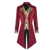 Men's Trench Coats Men Medieval Costume Victorian Red Retro Patchwork Jacket Steampunk Tuxedo Tailcoat Coat Gothic Overcoat