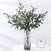 Dekorativa blommor Konstgjorda gröna växter Bonsai Olive Branch med frukt Falskt blombladblad
