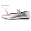 أحذية غير رسمية Jozhamta Size 34-40 LEALLY LEATHY WOLINE FLATS CAMFY LOW HEELS PUMPS INS Silver 2024 SPRING STRAP STRAP