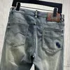 2024 Spring Autumn Embroidery Print Zipper Men's Jeans Ripped Light Washed Man's Long Pencil Pants WCNZ066